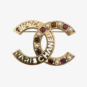 Chanel Large Gold CC Brooch with Pearls (2020)