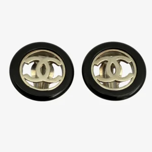 Chanel Vintage Black Resin CC Earrings (1997)