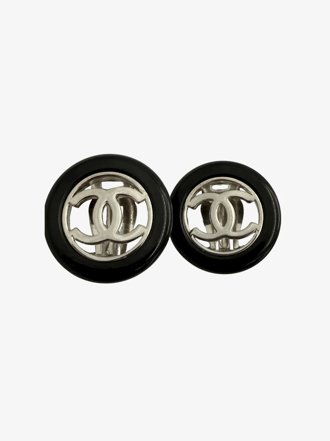 Chanel Vintage Black Resin CC Earrings (1997) - Image 4