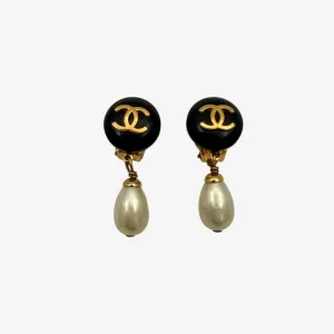 Chanel Vintage CC Pearl Drop Earrings (1995)