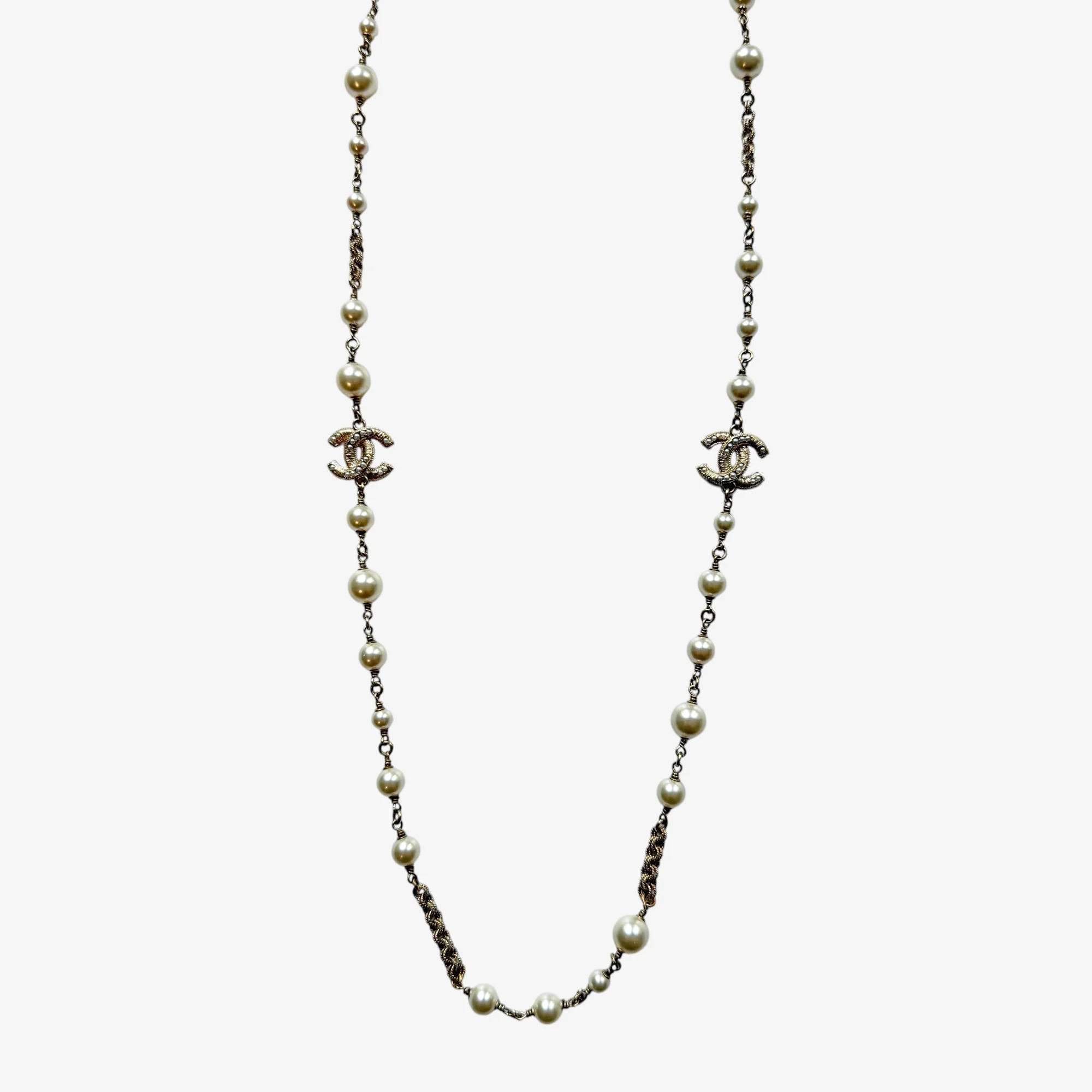 Chanel Faux Pearl CC Chain Necklace (2019) - Image 2