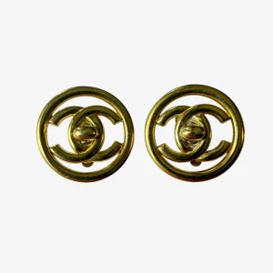 Chanel CC Round Turnlock Earrings (1997)