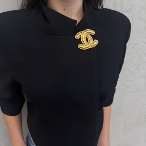 Chanel Large CC Matelassé Brooch (1988-1989)