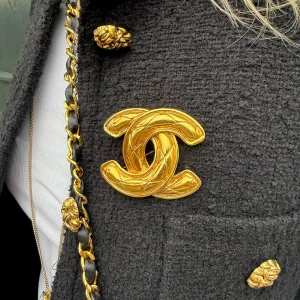 Chanel Large CC Matelassé Brooch (1988-1989)