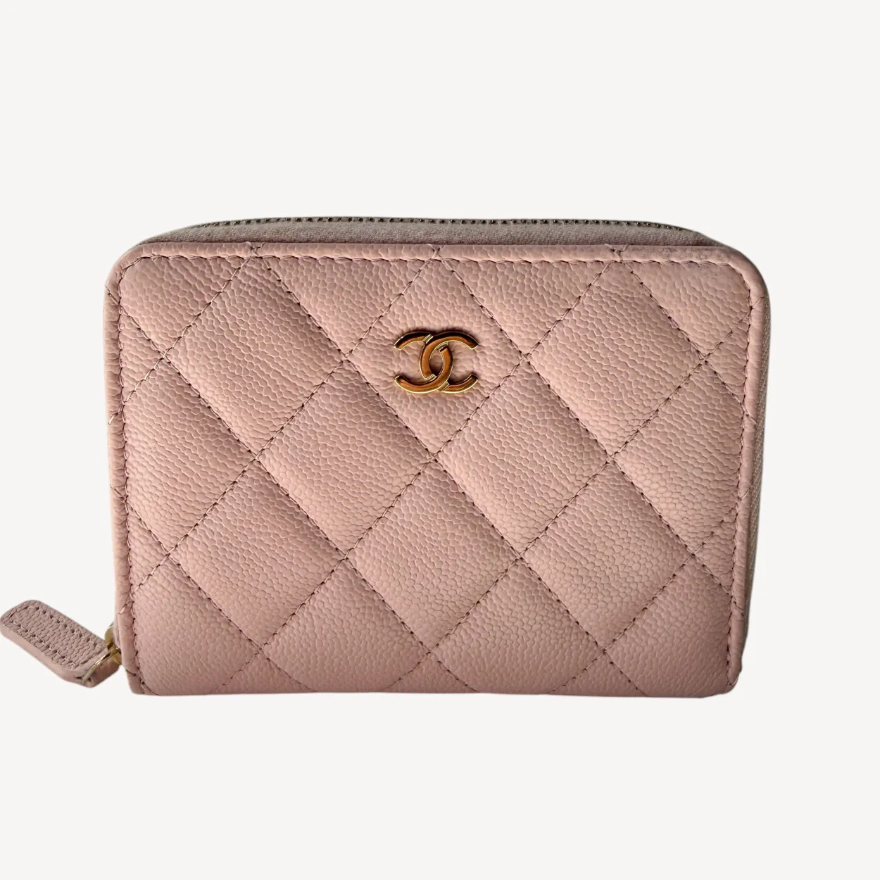 Chanel CC Pink Caviar Zip Wallet (2025)