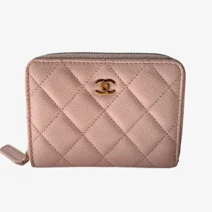 Chanel CC Pink Caviar Zip Wallet (2025)