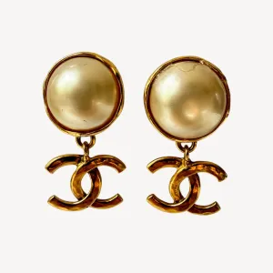 Chanel CC Pearl Dangle Earrings (1994)