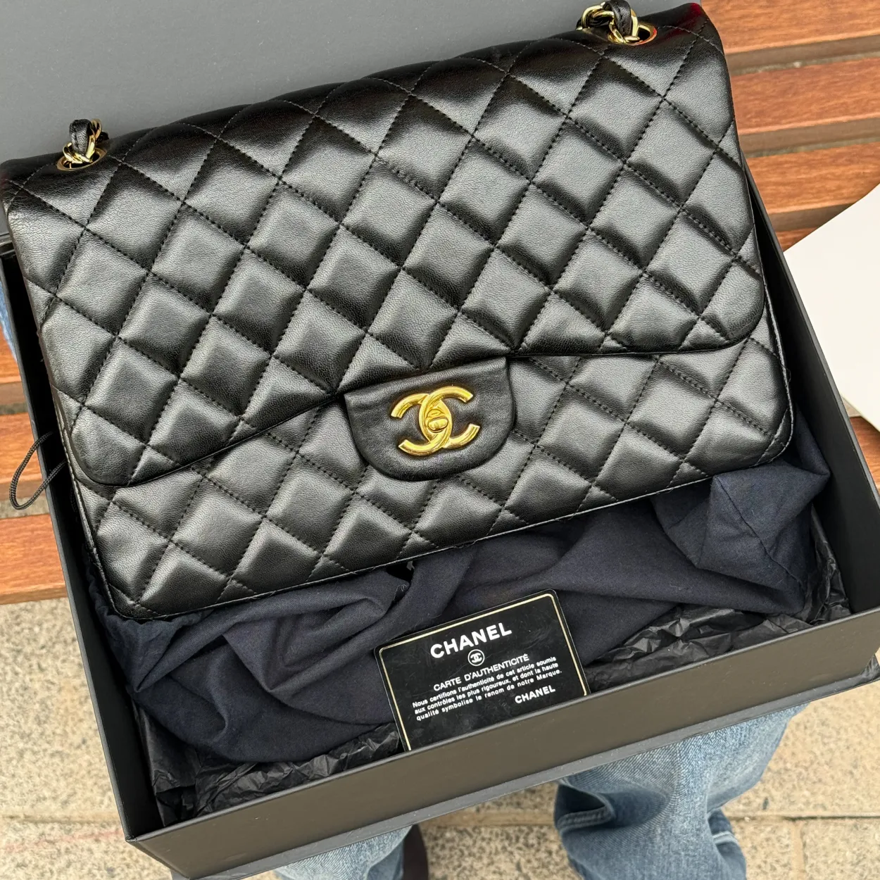 Chanel Jumbo Double Flap Lambskin Bag - Image 2