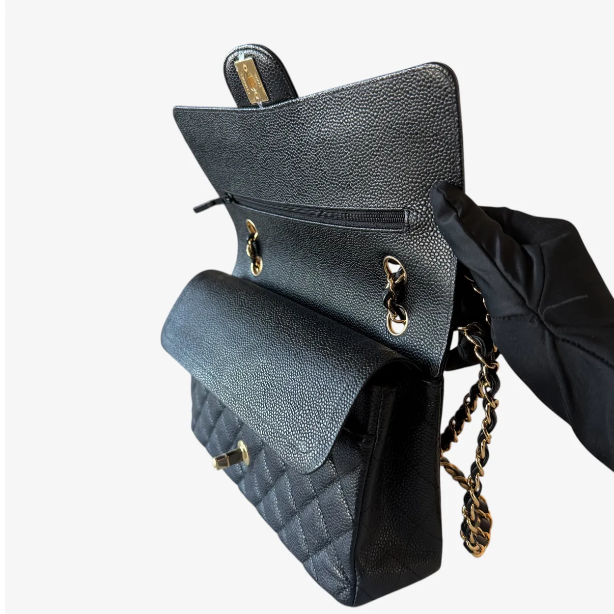 Chanel Medium Caviar Double Flap Bag - Image 4